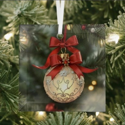 Elegante Weihnachtsgeschichtssammlung mit Red Bow Ornament Aus Glas