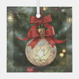 Elegante Weihnachtsgeschichtssammlung mit Red Bow Ornament Aus Glas