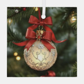 Elegante Weihnachtsgeschichtssammlung mit Red Bow Ornament Aus Glas (Rückseite)