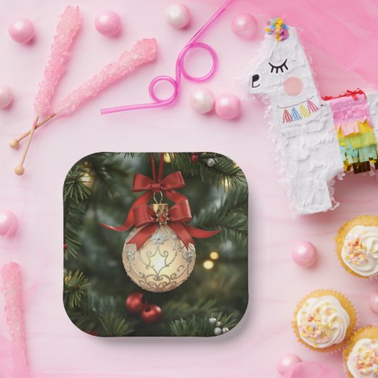 Elegante Weihnachtsgeschichtssammlung mit Red Bow Pappteller (Party)