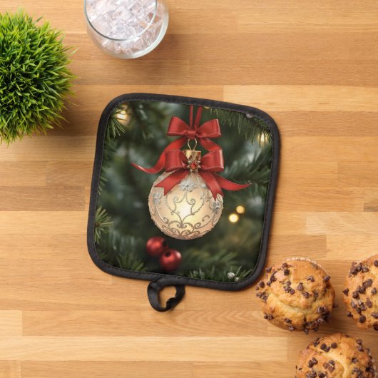 Elegante Weihnachtsgeschichtssammlung mit Red Bow Topflappen (Oben Unten)