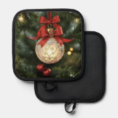 Elegante Weihnachtsgeschichtssammlung mit Red Bow Topflappen (Vorderseite/Rückseite)