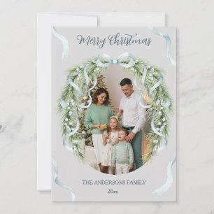 Elegante Weihnachtsgirlande-Bogen-Foto individuell Feiertagskarte