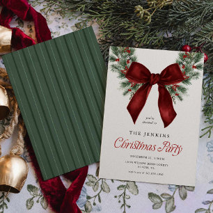 Elegante Weihnachtsgirlande rote Schleife Party-Ei Einladung