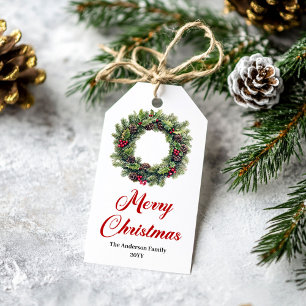 Elegante Weihnachtsgirlande-Wasserfarbe-Geschenkan Geschenkanhänger