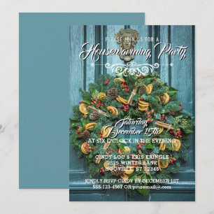 Elegante Weihnachtsgirlande Winter Einweihungsfeie Einladung