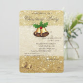 Elegante Weihnachtsglocken, Glitterie, Corporate P Einladung (Stehend Vorderseite)