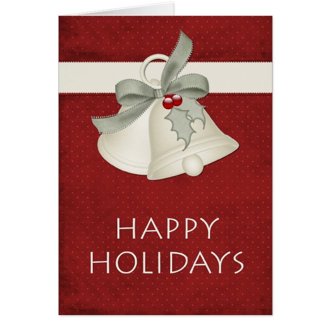 Elegante Weihnachtsglocken Happy Holidays Card (Vorne)