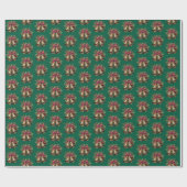 Elegante Weihnachtsglocken rot und grün Geschenkpapier (Flach)