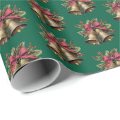 Elegante Weihnachtsglocken rot und grün Geschenkpapier (Rolleneckpunkt)