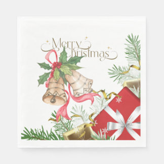 Elegante Weihnachtsglocken und Geschenke Holiday D Serviette