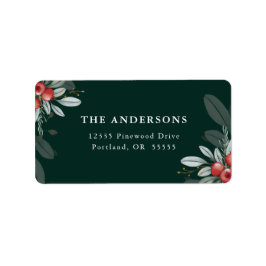 Elegante Weihnachtsgrün Dunkle grüne Rückkehr Adressaufkleber