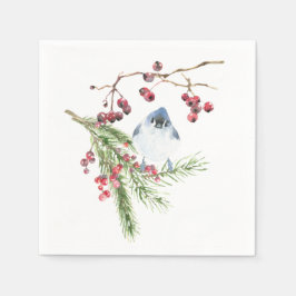 Elegante Weihnachtsgrün mit Bird Serviette