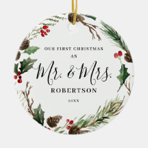 Elegante Weihnachtsgrün Mr. & Mrs.