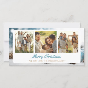 Elegante Weihnachtsgrüße der Familie 3 Foto Collag Feiertagskarte