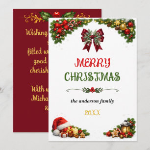 Elegante Weihnachtsgrüße Familien-Feiertagskarte Feiertagskarte