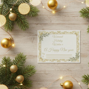 Elegante Weihnachtsgrüße in Gold und Salbei Postkarte