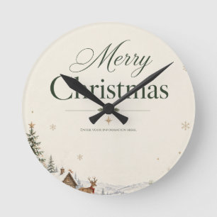 Elegante Weihnachtsgrüße, klassisches Kobalt-Desig Runde Wanduhr