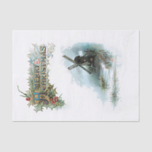 Elegante Weihnachtsgrüße mit Holly & Windmill Seidenpapier