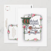 Elegante Weihnachtsgrüße mit rosa Rosen Postkarte (Vorne/Hinten)