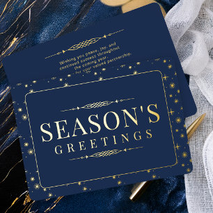 Elegante Weihnachtsgrüße Navy Geschäft Folien Feiertagskarte