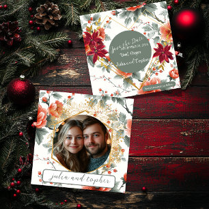 Elegante Weihnachtshochzeit mit romantischem Foto Save The Date