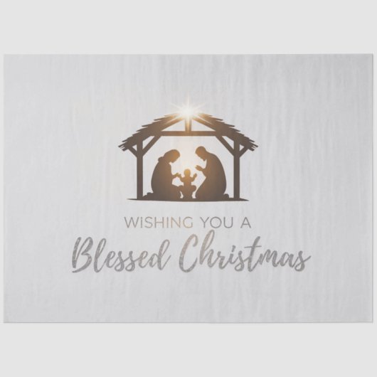 Elegante Weihnachtskarte der Krippe Seidenpapier (Vorderseite)