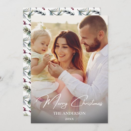 Elegante Weihnachtskarte | FotoCollage Feiertagskarte (Vorne/Hinten)