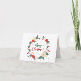 Elegante Weihnachtskarte mit Aquarellkranz Karte