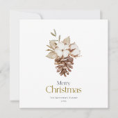 Elegante Weihnachtskarte mit Cotton und Pinecone (Vorderseite)