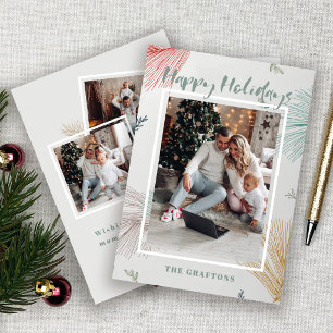 Elegante Weihnachtskarte mit drei Fotos für frohe  Feiertagskarte
