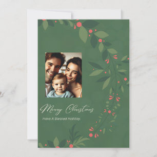 Elegante Weihnachtskarte mit festlicher Grüngestal Einladung