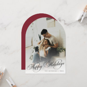 Elegante Weihnachtskarte mit Foto im Bogenmotiv Einladung