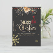 Elegante Weihnachtskarte mit Gold und Rot-Dekorati Einladung (Stehend Vorderseite)