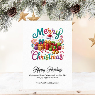 Elegante Weihnachtskarte mit Häkelmotiv Feiertagskarte
