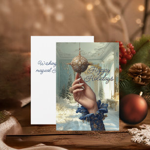 Elegante Weihnachtskarte mit Hand & Ornament Feiertagskarte