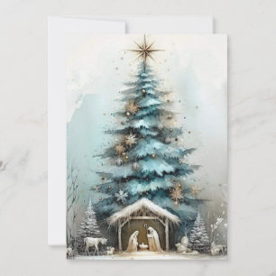 Elegante Weihnachtskarte mit Wasserfarben-Motiv de Feiertagskarte