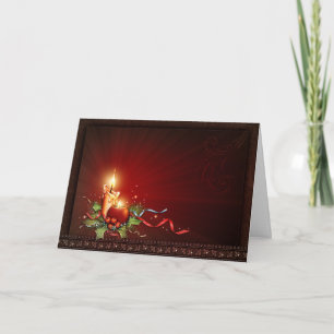 Elegante Weihnachtskarte Rot und Gold Candle Feiertagskarte