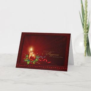 Elegante Weihnachtskarte Rot und Gold Candle Feiertagskarte