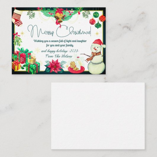 elegante Weihnachtskarten einfach rustikal Mitteilungskarte (Vorne/Hinten)