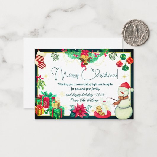 elegante Weihnachtskarten einfach rustikal Mitteilungskarte (Vorderseite/Rückseite Beispiel)