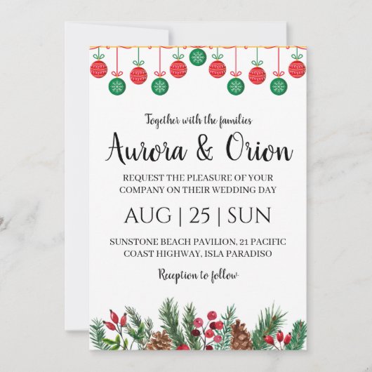 elegante Weihnachtskarten Einladung (Vorderseite)