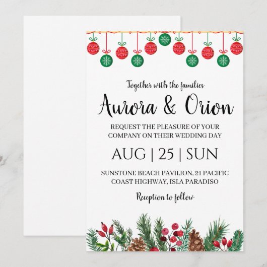 elegante Weihnachtskarten Einladung (Vorne/Hinten)