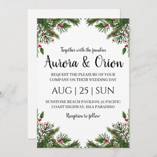 elegante Weihnachtskarten Einladung (Vorne/Hinten)