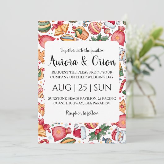 elegante Weihnachtskarten Einladung (Stehend Vorderseite)