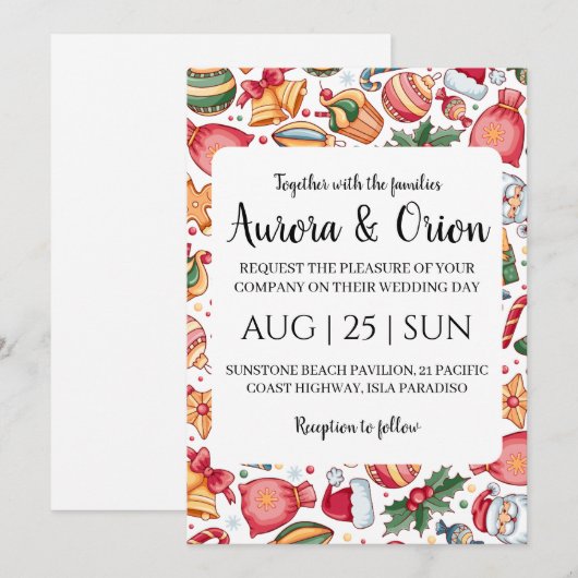 elegante Weihnachtskarten Einladung (Vorne/Hinten)