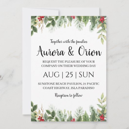 elegante Weihnachtskarten Einladung (Vorderseite)