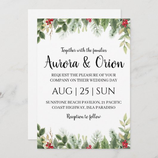 elegante Weihnachtskarten Einladung (Vorne/Hinten)