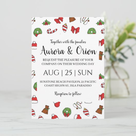 elegante Weihnachtskarten Einladung (Stehend Vorderseite)