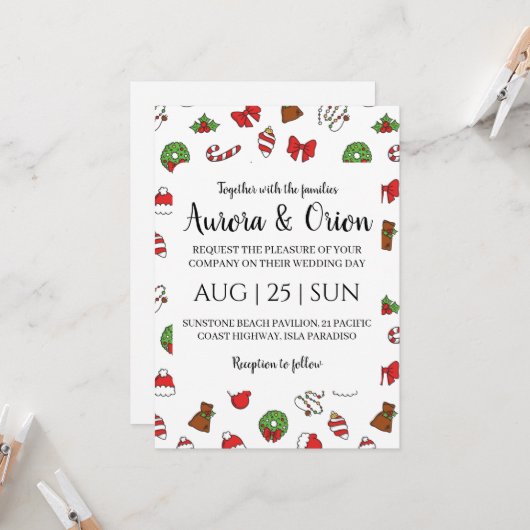 elegante Weihnachtskarten Einladung (Vorderseite/Rückseite Beispiel)